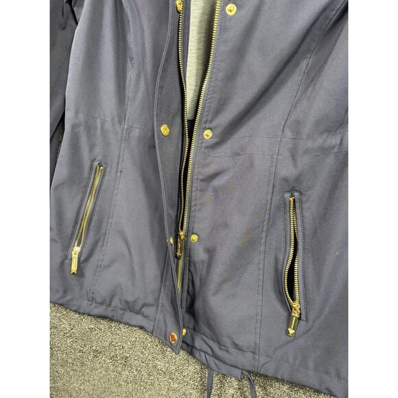 MICHAEL Michael Kors Jacket Womens Medium Navy Hooded Anorak Gold Hardware - Picture 3 of 10